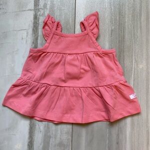 NWOT RuffleButts Melon Pink Flutter Sleeve Top, Infant 3-6M